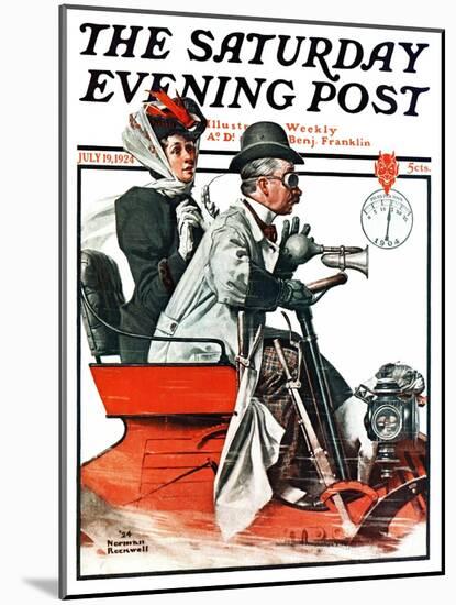 "Speeding Along" Saturday Evening Post Cover, July 19,1924-Norman Rockwell-Mounted Giclee Print