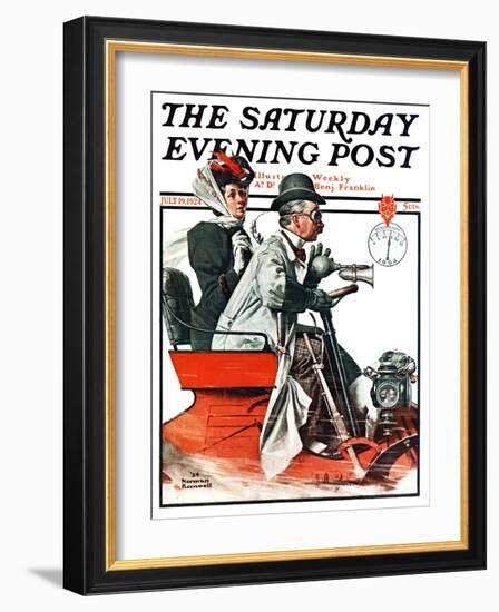 "Speeding Along" Saturday Evening Post Cover, July 19,1924-Norman Rockwell-Framed Giclee Print