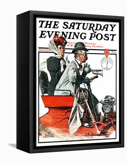 "Speeding Along" Saturday Evening Post Cover, July 19,1924-Norman Rockwell-Framed Premier Image Canvas