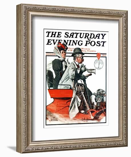 "Speeding Along" Saturday Evening Post Cover, July 19,1924-Norman Rockwell-Framed Giclee Print