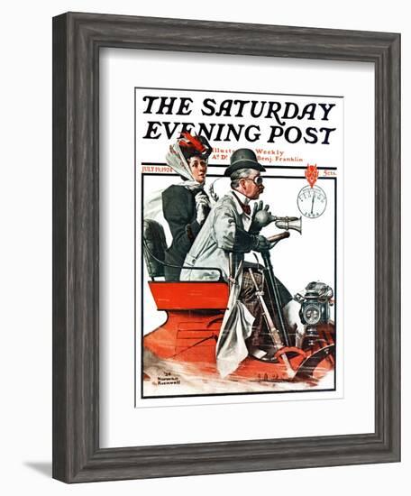 "Speeding Along" Saturday Evening Post Cover, July 19,1924-Norman Rockwell-Framed Giclee Print