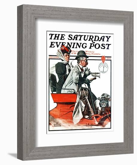 "Speeding Along" Saturday Evening Post Cover, July 19,1924-Norman Rockwell-Framed Giclee Print