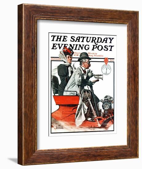 "Speeding Along" Saturday Evening Post Cover, July 19,1924-Norman Rockwell-Framed Giclee Print