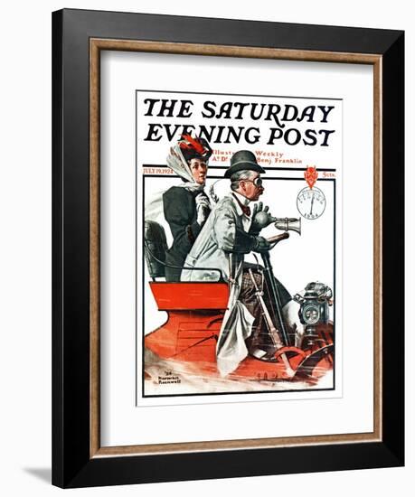 "Speeding Along" Saturday Evening Post Cover, July 19,1924-Norman Rockwell-Framed Giclee Print