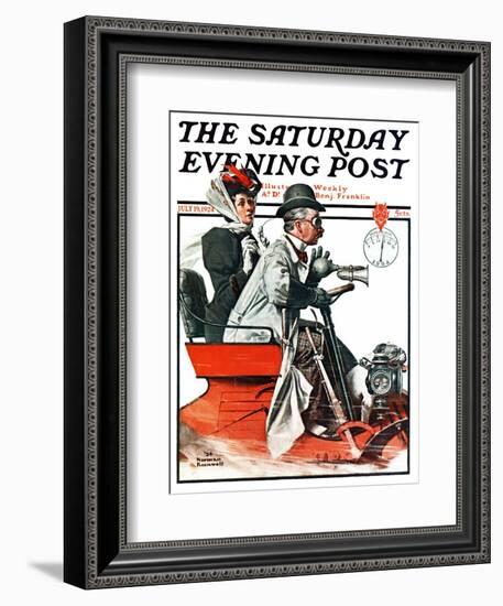 "Speeding Along" Saturday Evening Post Cover, July 19,1924-Norman Rockwell-Framed Giclee Print