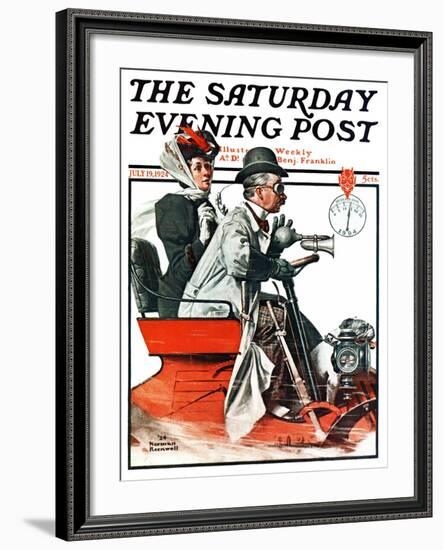 "Speeding Along" Saturday Evening Post Cover, July 19,1924-Norman Rockwell-Framed Giclee Print