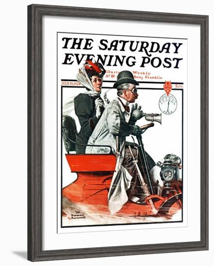 "Speeding Along" Saturday Evening Post Cover, July 19,1924-Norman Rockwell-Framed Giclee Print