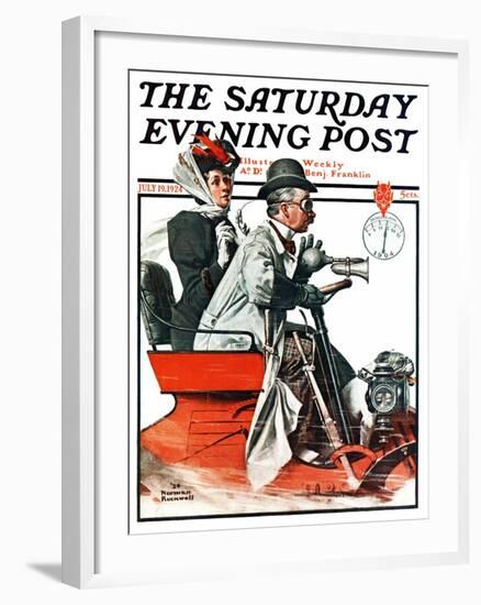 "Speeding Along" Saturday Evening Post Cover, July 19,1924-Norman Rockwell-Framed Giclee Print