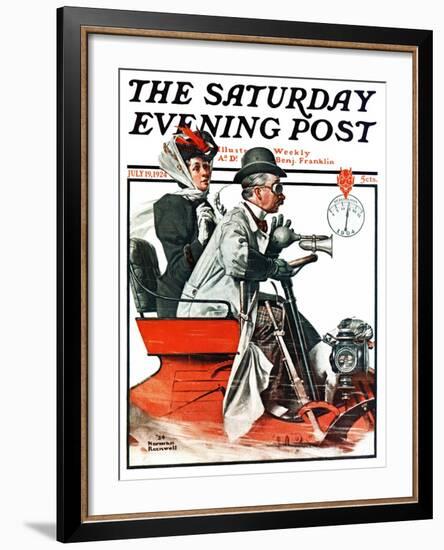 "Speeding Along" Saturday Evening Post Cover, July 19,1924-Norman Rockwell-Framed Giclee Print