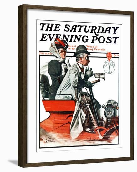 "Speeding Along" Saturday Evening Post Cover, July 19,1924-Norman Rockwell-Framed Giclee Print
