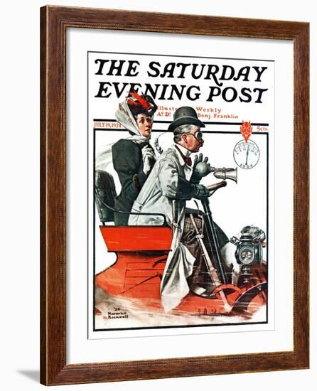 "Speeding Along" Saturday Evening Post Cover, July 19,1924-Norman Rockwell-Framed Giclee Print