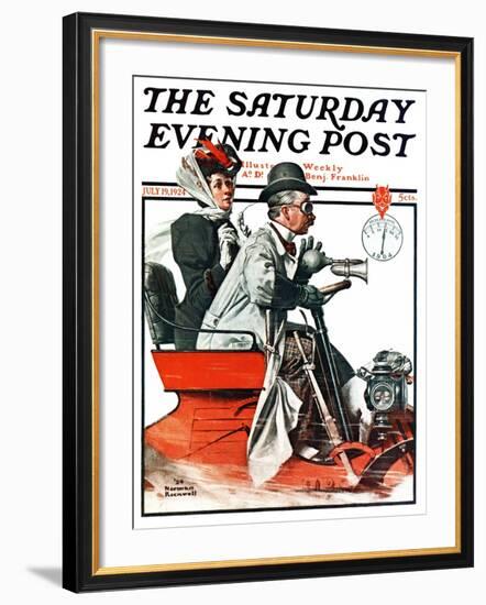 "Speeding Along" Saturday Evening Post Cover, July 19,1924-Norman Rockwell-Framed Giclee Print