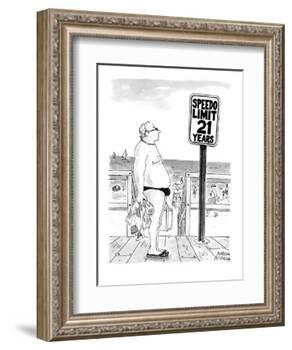 Speedo Limit: 21 Years - New Yorker Cartoon-Marisa Acocella Marchetto-Framed Premium Giclee Print