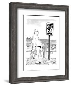 Speedo Limit: 21 Years - New Yorker Cartoon-Marisa Acocella Marchetto-Framed Premium Giclee Print