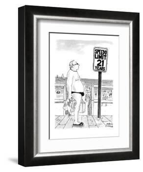Speedo Limit: 21 Years - New Yorker Cartoon-Marisa Acocella Marchetto-Framed Premium Giclee Print