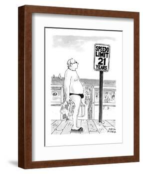 Speedo Limit: 21 Years - New Yorker Cartoon-Marisa Acocella Marchetto-Framed Premium Giclee Print