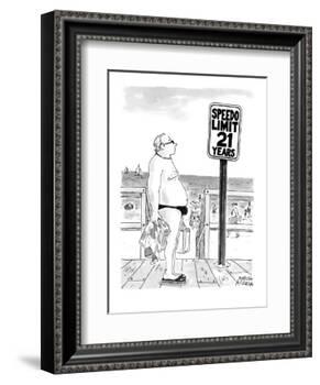 Speedo Limit: 21 Years - New Yorker Cartoon-Marisa Acocella Marchetto-Framed Premium Giclee Print