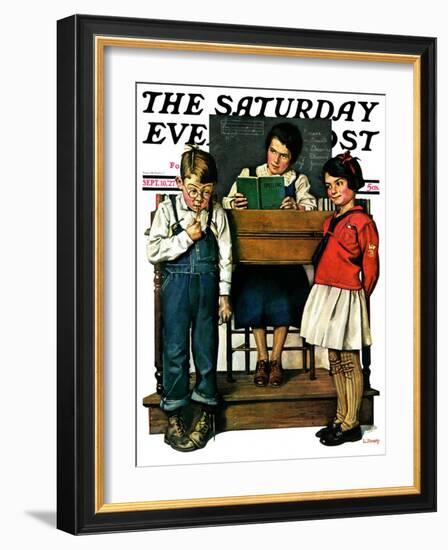 "Spelling Bee," Saturday Evening Post Cover, September 10, 1927-Lawrence Toney-Framed Giclee Print