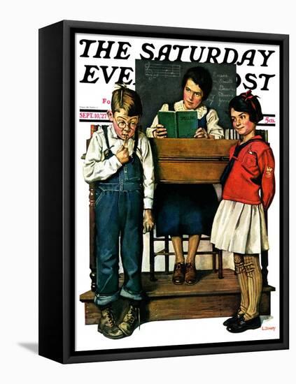 "Spelling Bee," Saturday Evening Post Cover, September 10, 1927-Lawrence Toney-Framed Premier Image Canvas