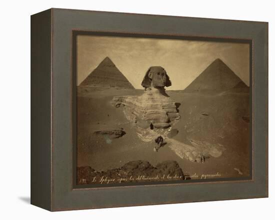 Sphinx and Giza Pyramids, 19th Century-Science Source-Framed Premier Image Canvas