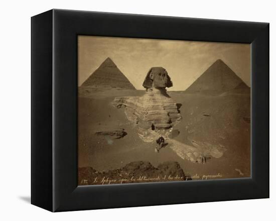 Sphinx and Giza Pyramids, 19th Century-Science Source-Framed Premier Image Canvas