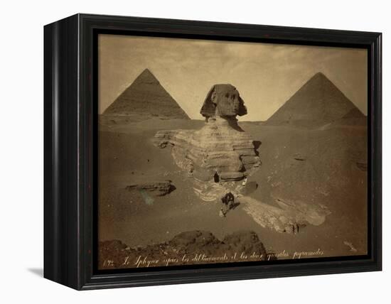 Sphinx and Giza Pyramids, 19th Century-Science Source-Framed Premier Image Canvas