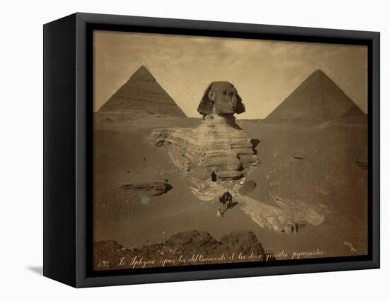 Sphinx and Giza Pyramids, 19th Century-Science Source-Framed Premier Image Canvas