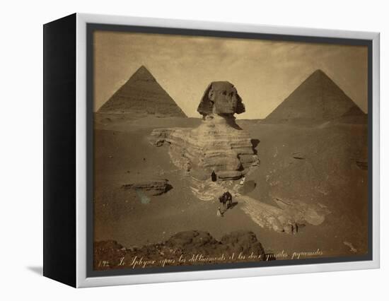 Sphinx and Giza Pyramids, 19th Century-Science Source-Framed Premier Image Canvas