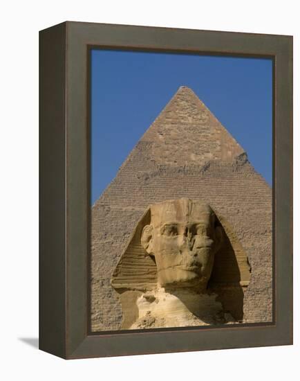 Sphinx and Khafre Pyramid, 4th Dynasty, Giza, Egypt-Kenneth Garrett-Framed Premier Image Canvas