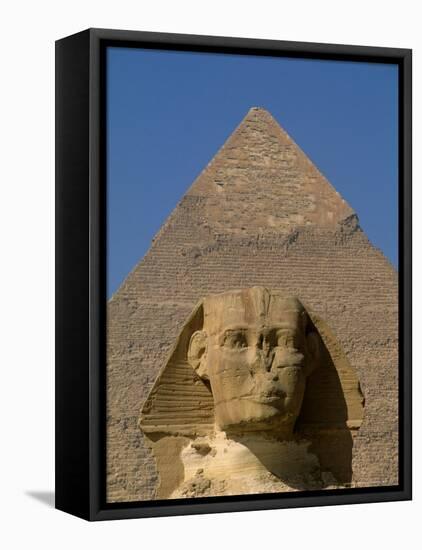 Sphinx and Khafre Pyramid, 4th Dynasty, Giza, Egypt-Kenneth Garrett-Framed Premier Image Canvas