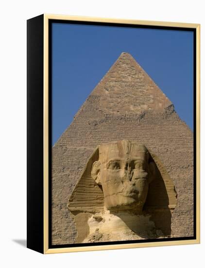 Sphinx and Khafre Pyramid, 4th Dynasty, Giza, Egypt-Kenneth Garrett-Framed Premier Image Canvas