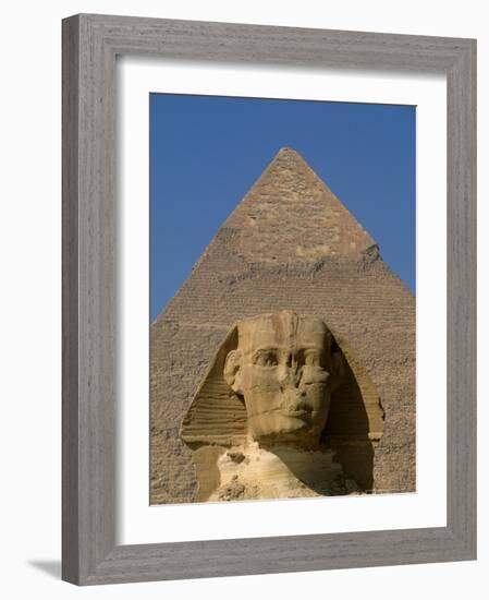 Sphinx and Khafre Pyramid, 4th Dynasty, Giza, Egypt-Kenneth Garrett-Framed Photographic Print