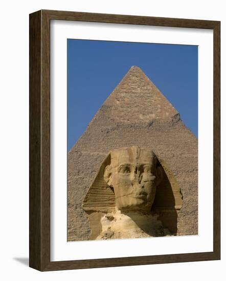 Sphinx and Khafre Pyramid, 4th Dynasty, Giza, Egypt-Kenneth Garrett-Framed Photographic Print