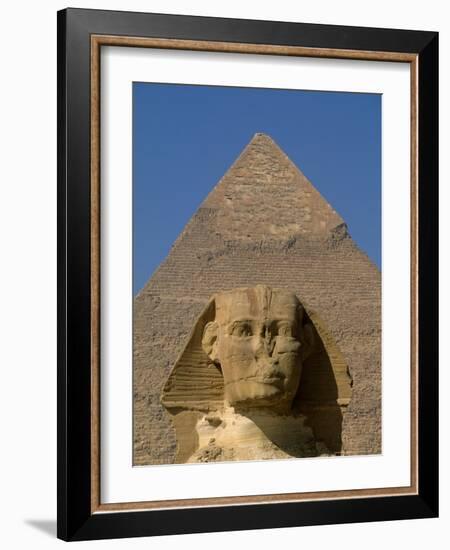 Sphinx and Khafre Pyramid, 4th Dynasty, Giza, Egypt-Kenneth Garrett-Framed Photographic Print