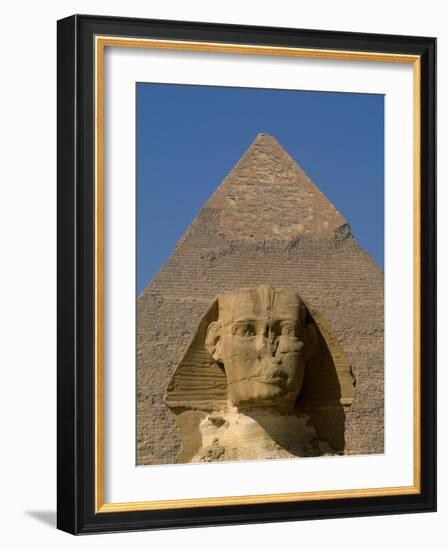 Sphinx and Khafre Pyramid, 4th Dynasty, Giza, Egypt-Kenneth Garrett-Framed Photographic Print