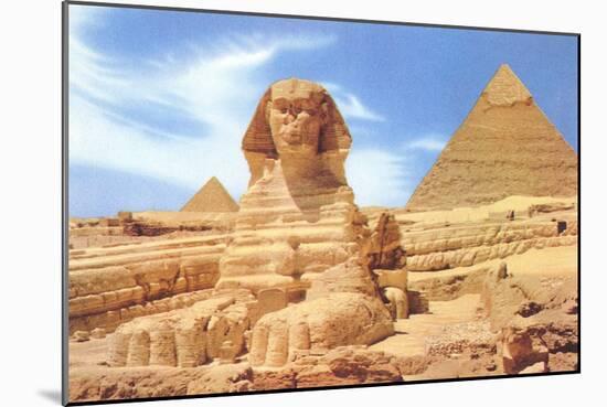 Sphinx and Pyramid, Egypt-null-Mounted Art Print