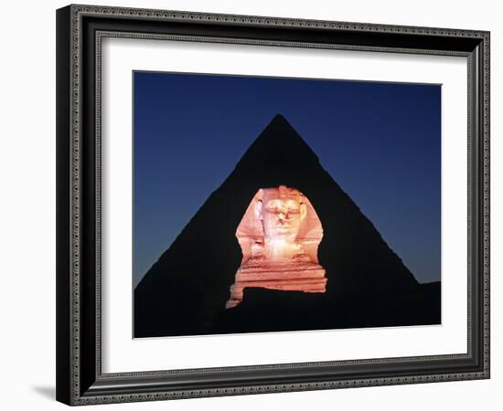 Sphinx and Pyramid, Giza, Cairo, Egypt-Gavin Hellier-Framed Photographic Print