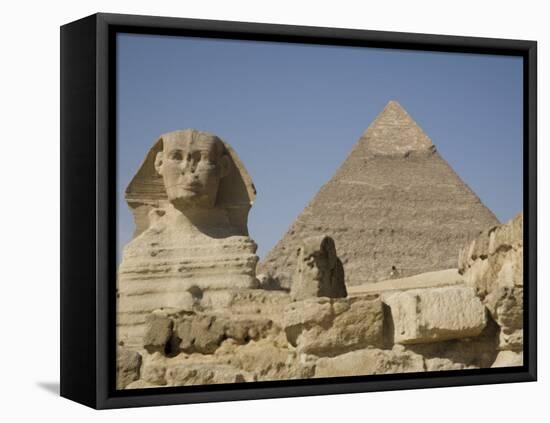 Sphinx and the Pyramid of Cheops, Giza, UNESCO World Heritage Site, Near Cairo, Egypt-Olivieri Oliviero-Framed Premier Image Canvas