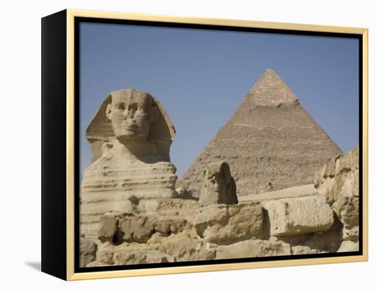 Sphinx and the Pyramid of Cheops, Giza, UNESCO World Heritage Site, Near Cairo, Egypt-Olivieri Oliviero-Framed Premier Image Canvas