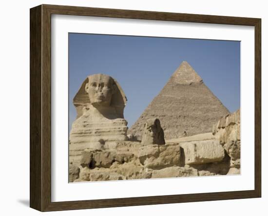 Sphinx and the Pyramid of Cheops, Giza, UNESCO World Heritage Site, Near Cairo, Egypt-Olivieri Oliviero-Framed Photographic Print