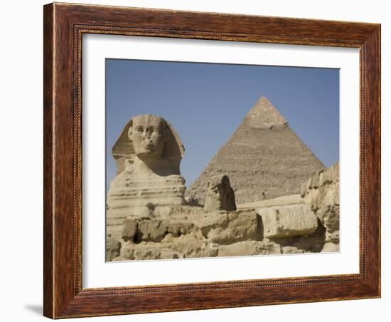 Sphinx and the Pyramid of Cheops, Giza, UNESCO World Heritage Site, Near Cairo, Egypt-Olivieri Oliviero-Framed Photographic Print