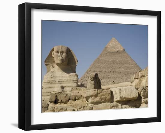 Sphinx and the Pyramid of Cheops, Giza, UNESCO World Heritage Site, Near Cairo, Egypt-Olivieri Oliviero-Framed Photographic Print