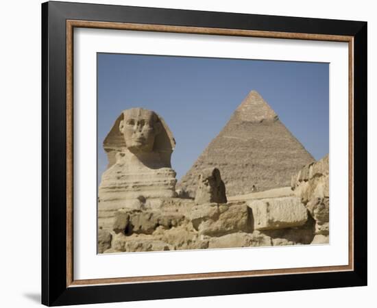 Sphinx and the Pyramid of Cheops, Giza, UNESCO World Heritage Site, Near Cairo, Egypt-Olivieri Oliviero-Framed Photographic Print