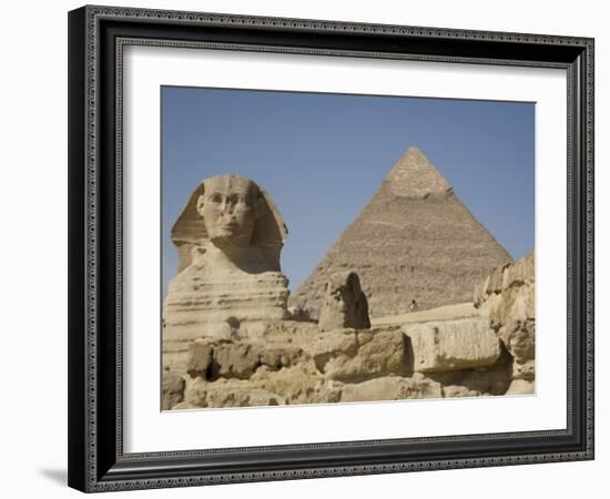 Sphinx and the Pyramid of Cheops, Giza, UNESCO World Heritage Site, Near Cairo, Egypt-Olivieri Oliviero-Framed Photographic Print