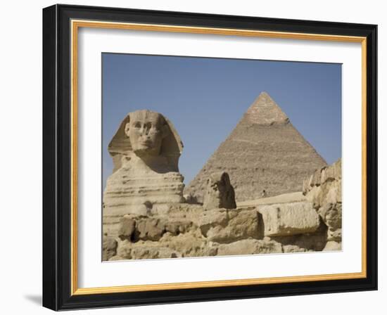 Sphinx and the Pyramid of Cheops, Giza, UNESCO World Heritage Site, Near Cairo, Egypt-Olivieri Oliviero-Framed Photographic Print