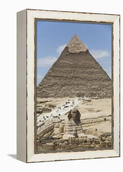 Sphinx in Foreground and Pyramid of Chephren, the Giza Pyramids, Giza, Egypt, North Africa, Africa-Richard Maschmeyer-Framed Premier Image Canvas