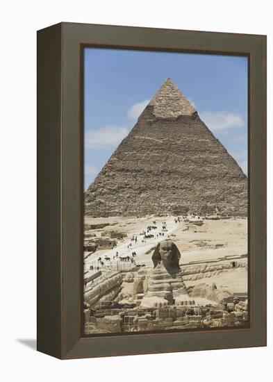 Sphinx in Foreground and Pyramid of Chephren, the Giza Pyramids, Giza, Egypt, North Africa, Africa-Richard Maschmeyer-Framed Premier Image Canvas