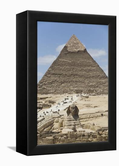 Sphinx in Foreground and Pyramid of Chephren, the Giza Pyramids, Giza, Egypt, North Africa, Africa-Richard Maschmeyer-Framed Premier Image Canvas