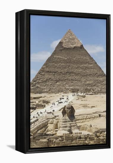 Sphinx in Foreground and Pyramid of Chephren, the Giza Pyramids, Giza, Egypt, North Africa, Africa-Richard Maschmeyer-Framed Premier Image Canvas