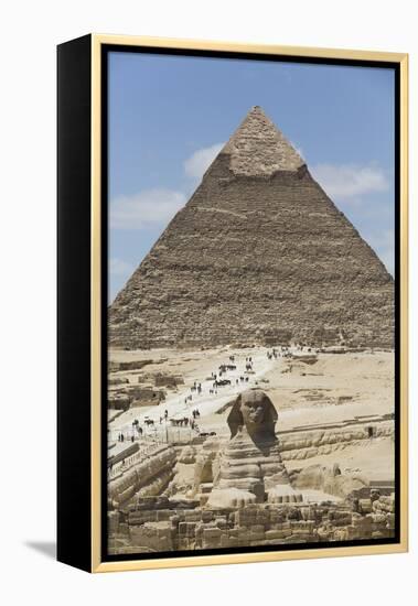 Sphinx in Foreground and Pyramid of Chephren, the Giza Pyramids, Giza, Egypt, North Africa, Africa-Richard Maschmeyer-Framed Premier Image Canvas